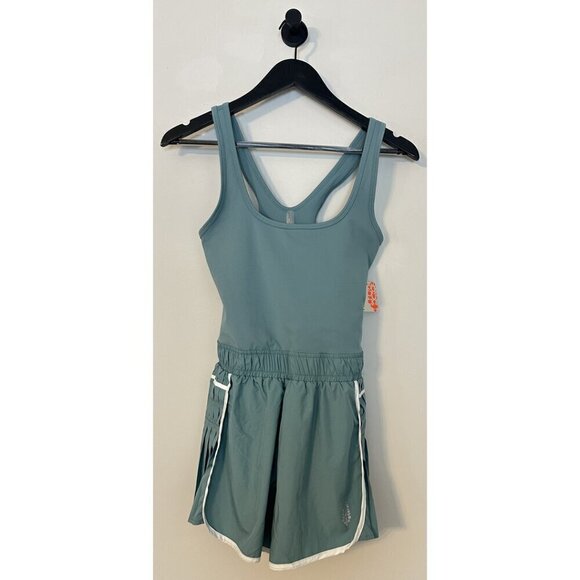 FREE PEOPLE Easy Tiger Shortsie in Eucalyptus/White Combo Size X-Small NWT - Picture 3 of 11